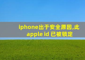 iphone出于安全原因,此 apple id 已被锁定